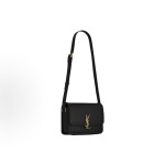 SAINT LAURENT YSL SOLFERINO Gold Logo single-shoulder crossbody bag, medium size for women, black